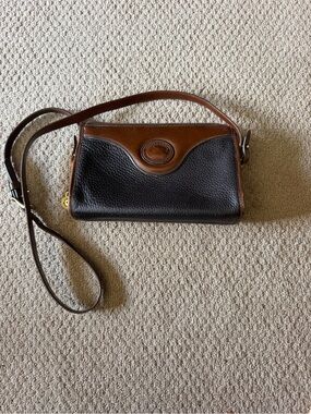 Dooney & Bourke Black and Brown Pebble Leather Crossbody